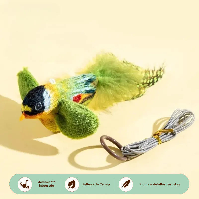 Juguete Interactivo para Gatos con Sonido y Catnip “Birdie Clip”