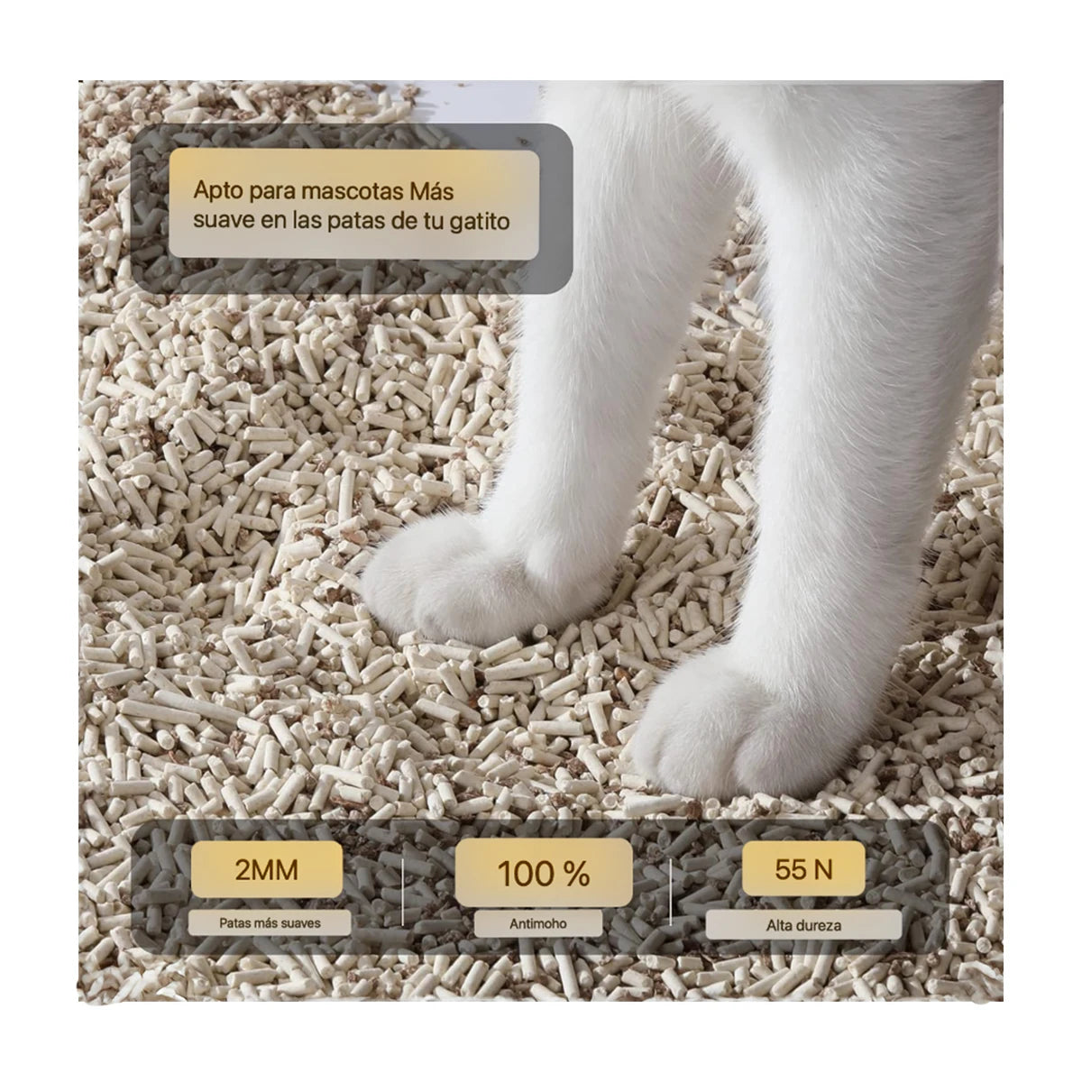 Arena de Tofu Yommy Premium – 100 % Vegetal, Sin Polvo y Biodegradable