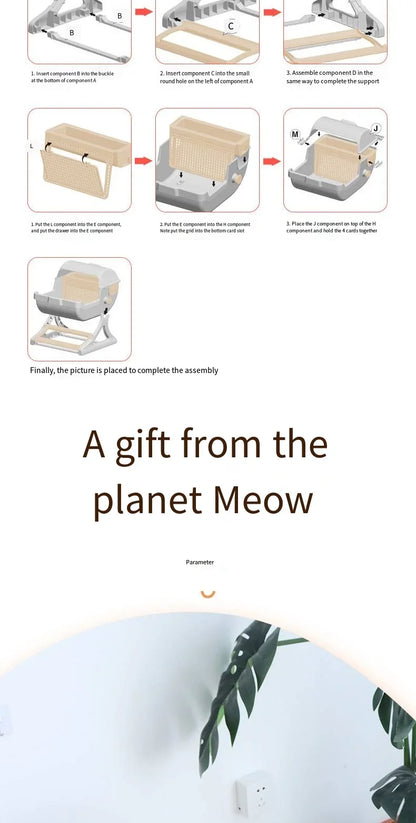 Caja de Arena Semiautomática para Gatos – Limpieza Rápida, Lujo y Comodidad para tu Mascota