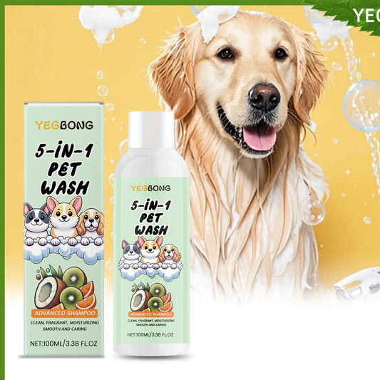 Champú 5‑en‑1 con Extractos Botánicos – Nutritivo, Desenreda, Previene Nudos y Suaviza el Pelaje