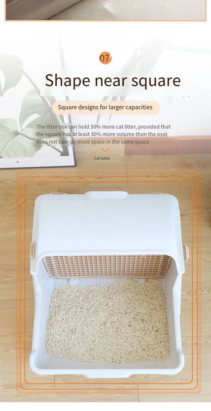 Caja de Arena Semiautomática para Gatos – Limpieza Rápida, Lujo y Comodidad para tu Mascota