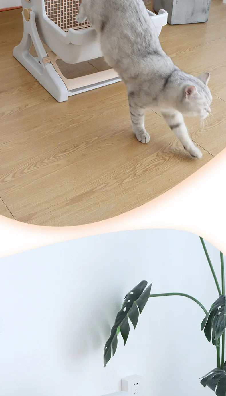 Caja de Arena Semiautomática para Gatos – Limpieza Rápida, Lujo y Comodidad para tu Mascota