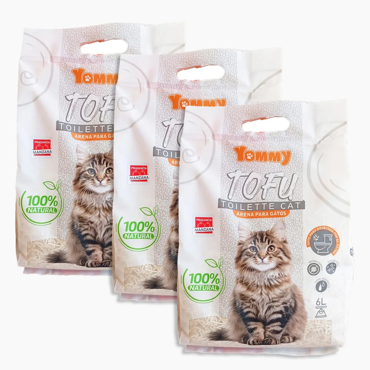 Arena de Tofu Yommy Premium – 100 % Vegetal, Sin Polvo y Biodegradable
