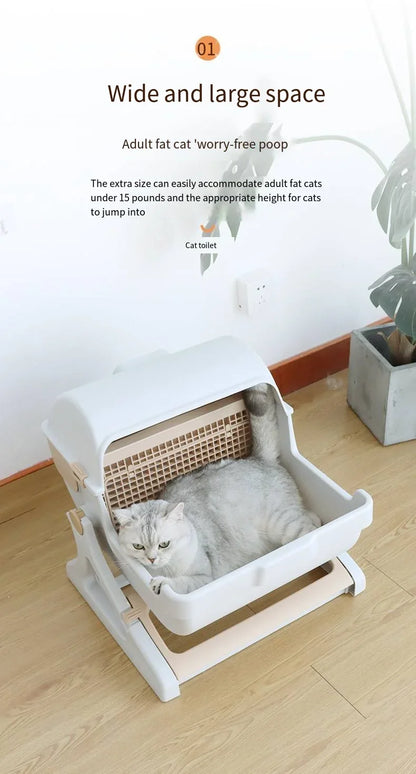 Caja de Arena Semiautomática para Gatos – Limpieza Rápida, Lujo y Comodidad para tu Mascota