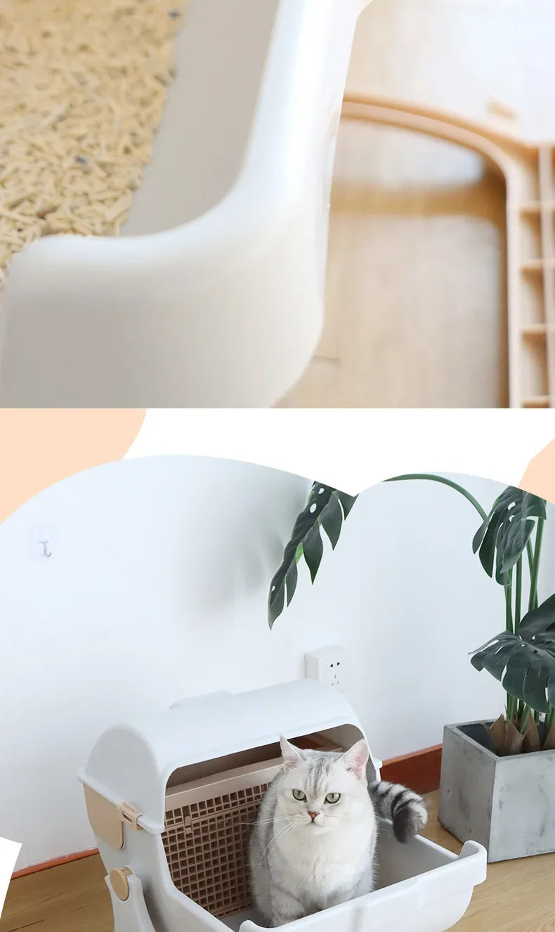 Caja de Arena Semiautomática para Gatos – Limpieza Rápida, Lujo y Comodidad para tu Mascota