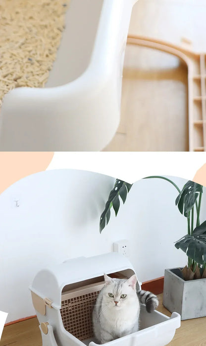 Caja de Arena Semiautomática para Gatos – Limpieza Rápida, Lujo y Comodidad para tu Mascota