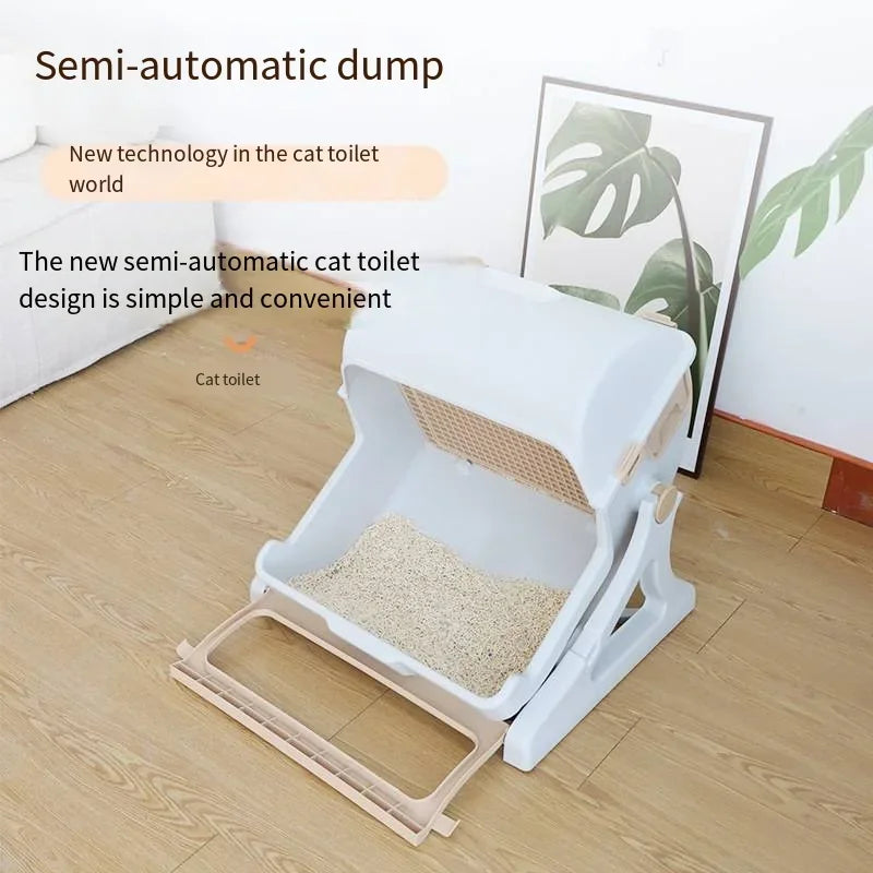 Caja de Arena Semiautomática para Gatos – Limpieza Rápida, Lujo y Comodidad para tu Mascota