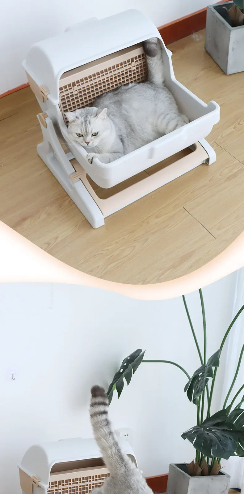 Caja de Arena Semiautomática para Gatos – Limpieza Rápida, Lujo y Comodidad para tu Mascota