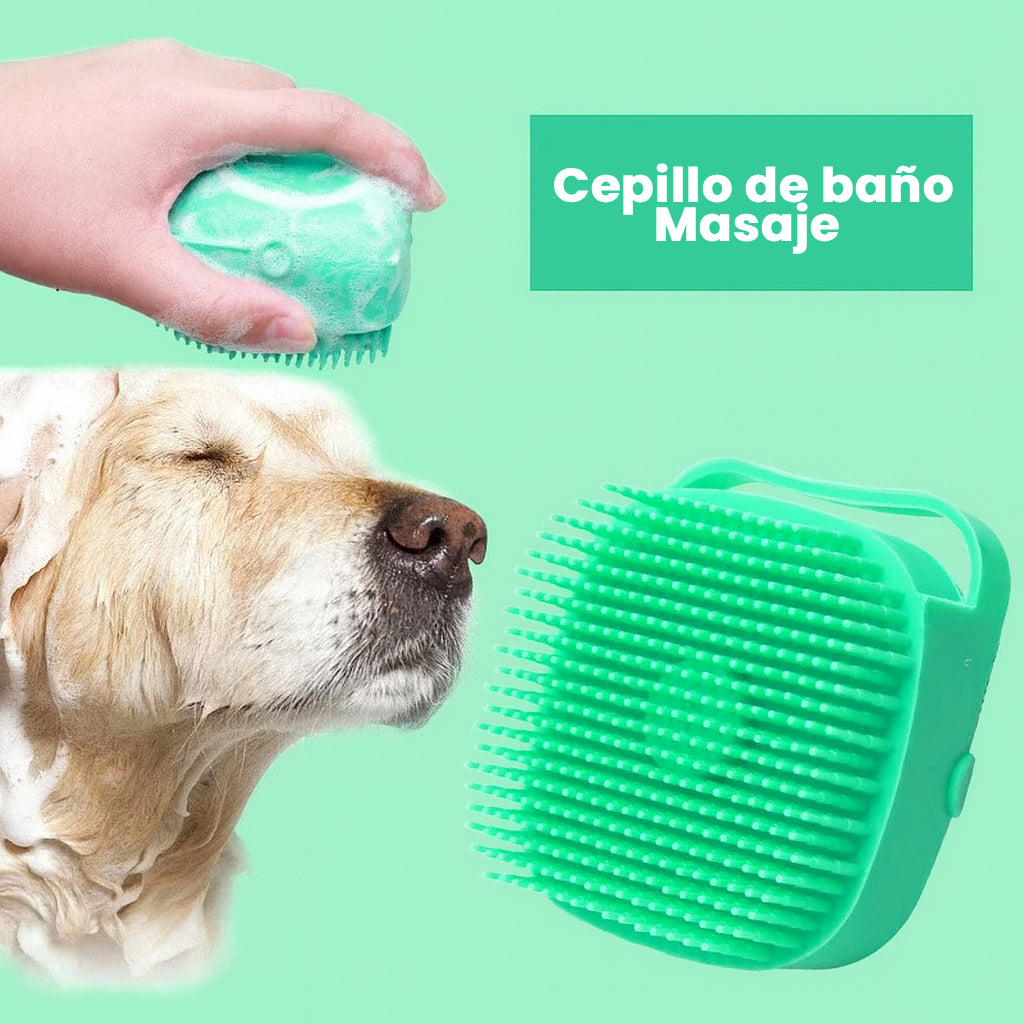 cepillo verde para limpiar perros