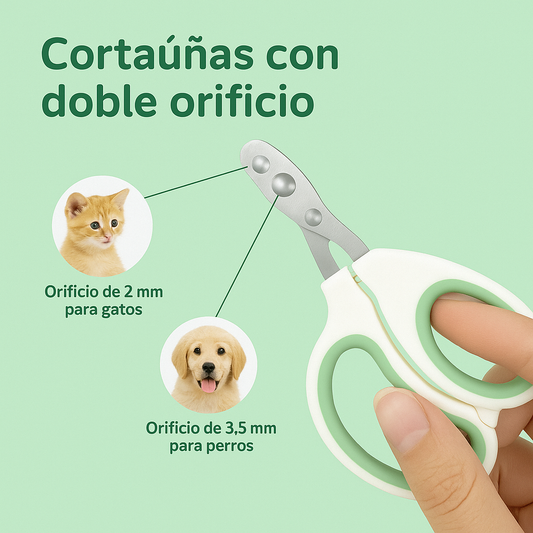 Cortaúñas con doble orificio para mascotas – 2 mm para gatos y 3,5 mm para perros