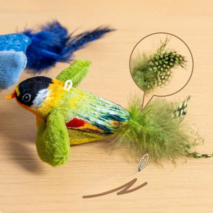 Juguete Interactivo para Gatos con Sonido y Catnip “Birdie Clip”