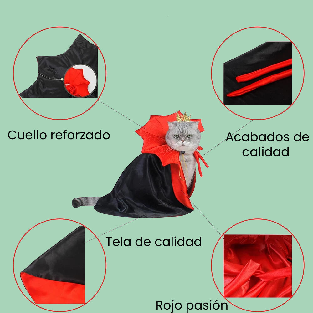 Disfraz de Vampiro para Perros y Gatos – Capa Negra Kawaii para Halloween