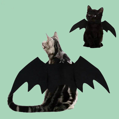 Gato caminando con disfraz de murciélago negro para Halloween, cómodo y ligero de Petify & Co.