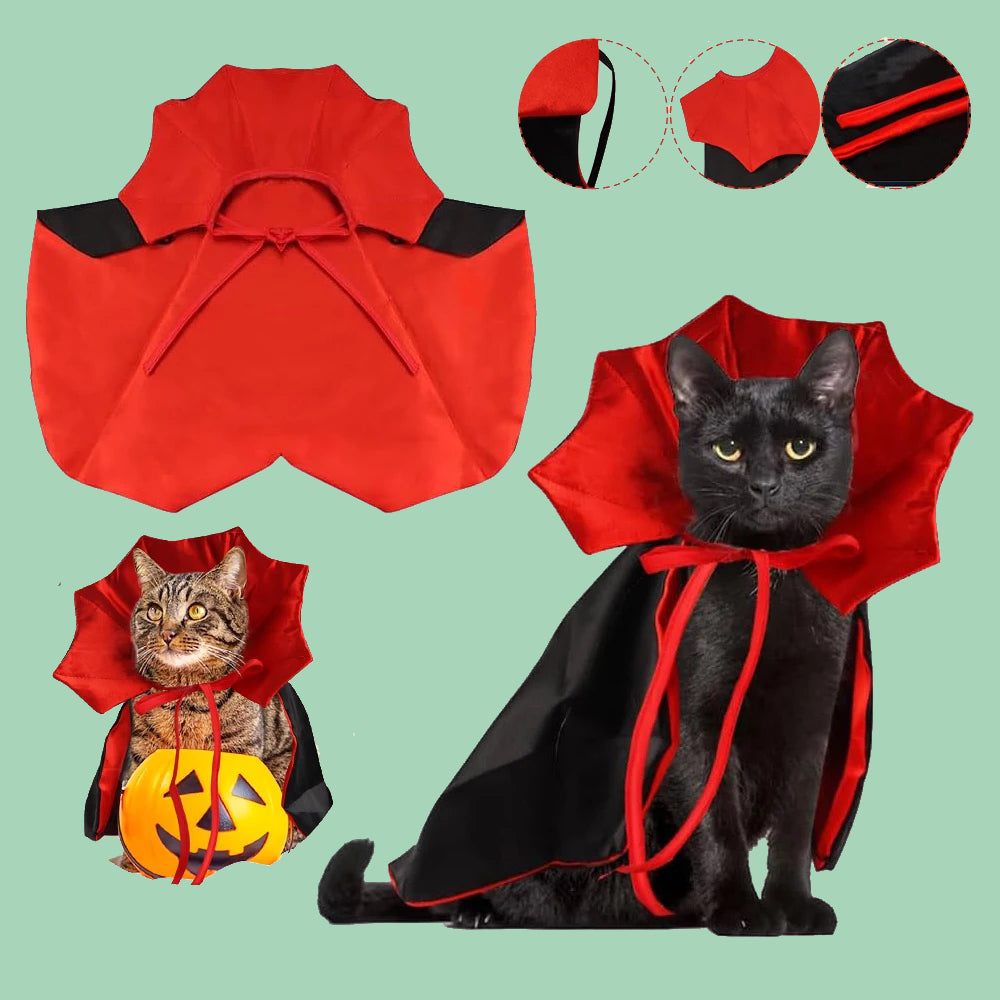 Disfraz de Vampiro para Perros y Gatos – Capa Negra Kawaii para Halloween
