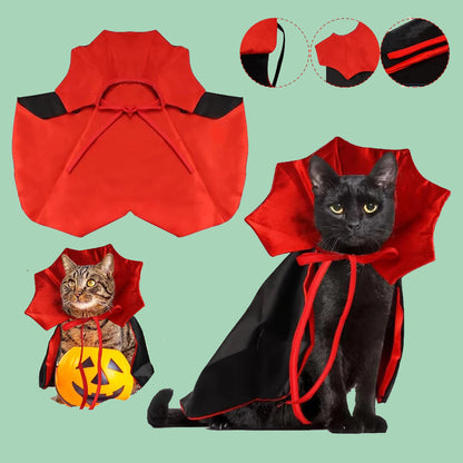Disfraz de Vampiro para Perros y Gatos – Capa Negra Kawaii para Halloween