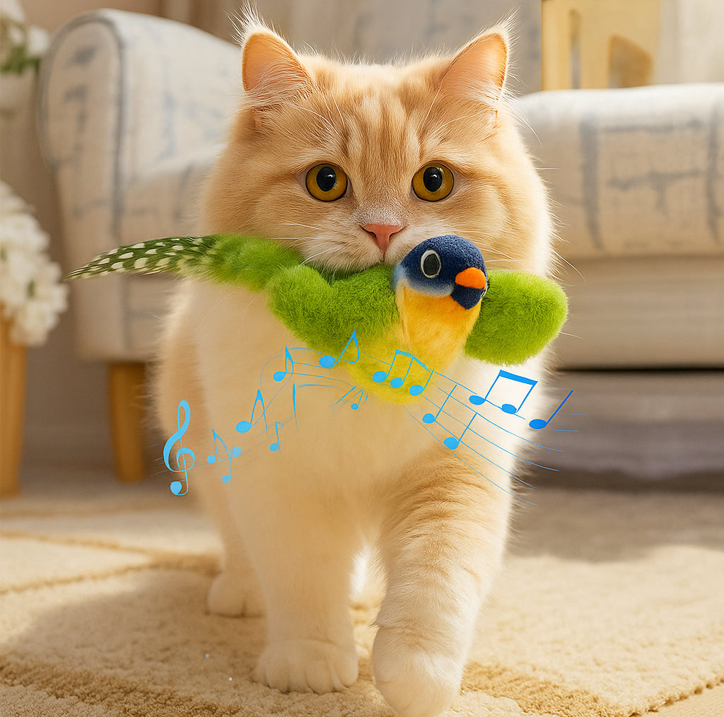 Juguete Interactivo para Gatos con Sonido y Catnip “Birdie Clip”