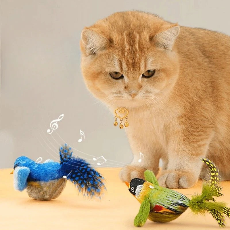 Juguete Interactivo para Gatos con Sonido y Catnip “Birdie Clip”