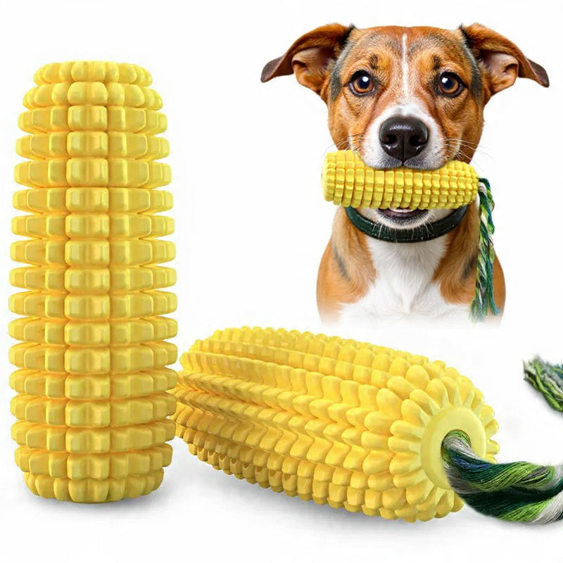 Mordedor Interactivo y Limpieza Dental para Cachorros - Juguete de maíz para perros