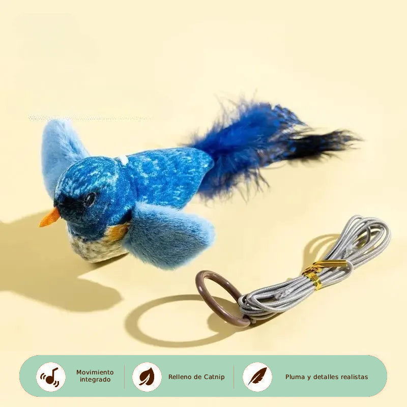Juguete Interactivo para Gatos con Sonido y Catnip “Birdie Clip”