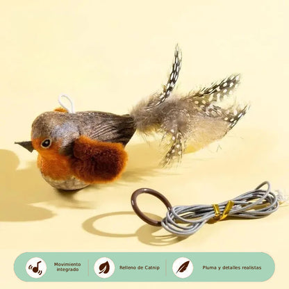 Juguete Interactivo para Gatos con Sonido y Catnip “Birdie Clip”