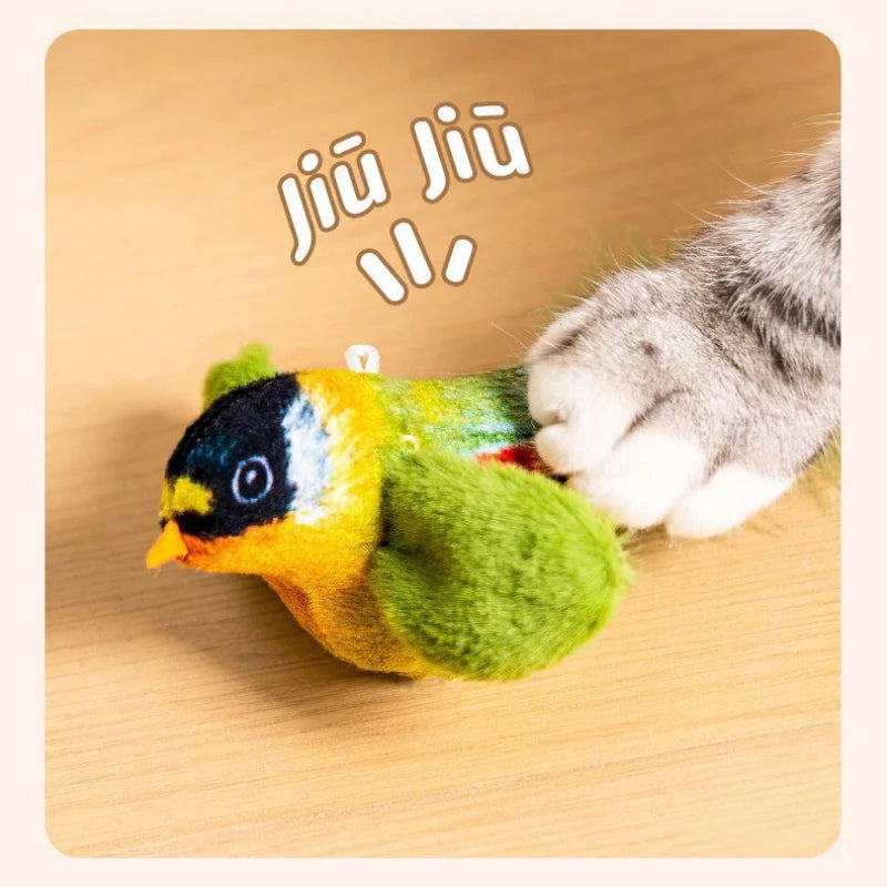 Juguete Interactivo para Gatos con Sonido y Catnip “Birdie Clip”