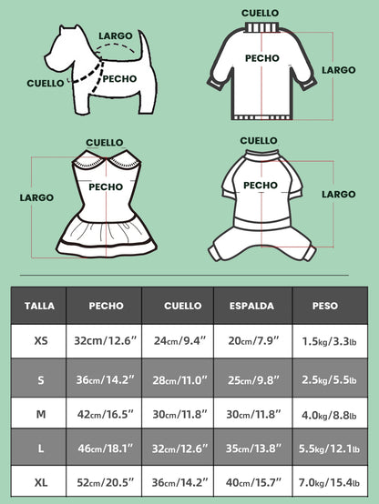 guia de tallas para vestido navidad